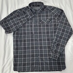 Under Armour Shirt Men L Gray Plaid Offshore Fishing Performance HeatGear Vented